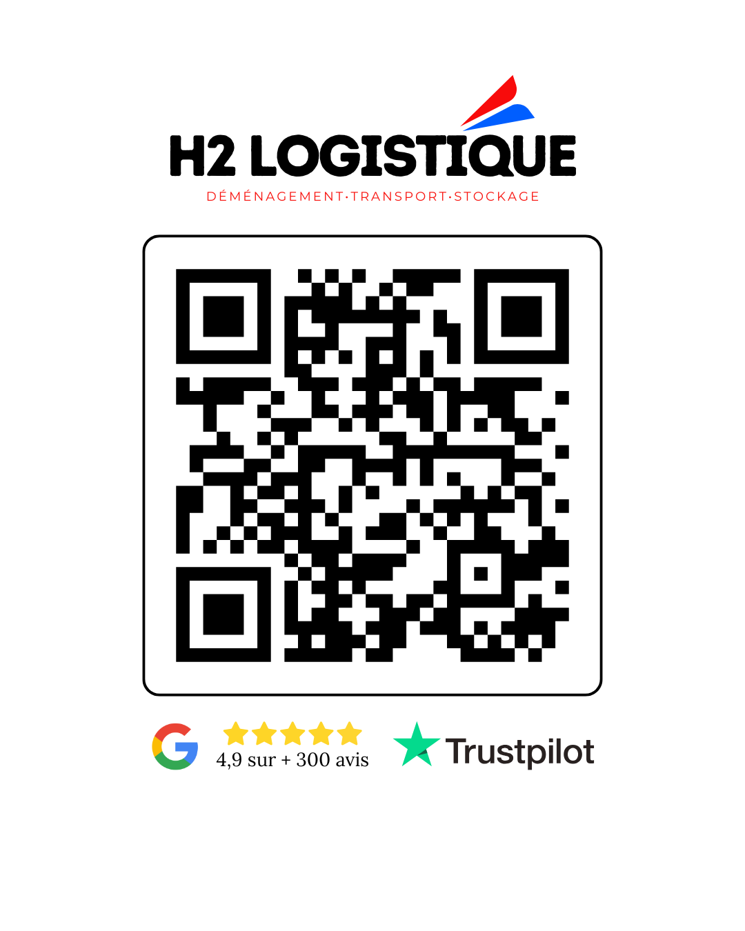 QR Code pour laisser un avis Google H2 Logistique